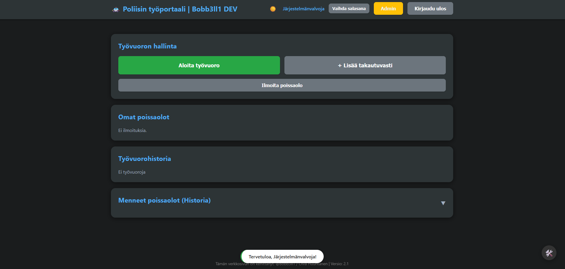 FiveM Työajanseuranta portaali